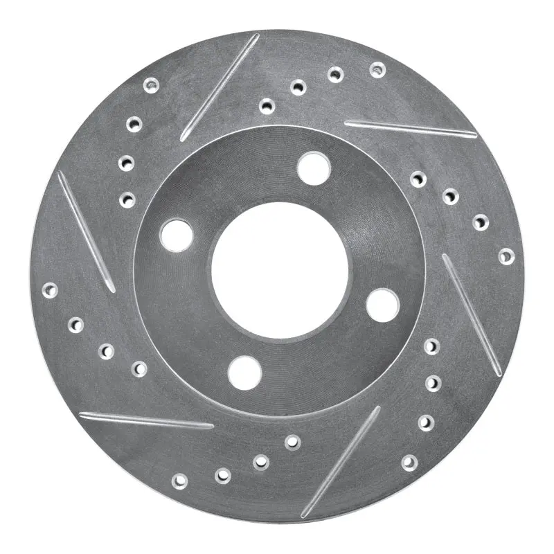 R1 78-92 Audi 80 Front Left Drilled & Slotted Silver Brake Rotor 1