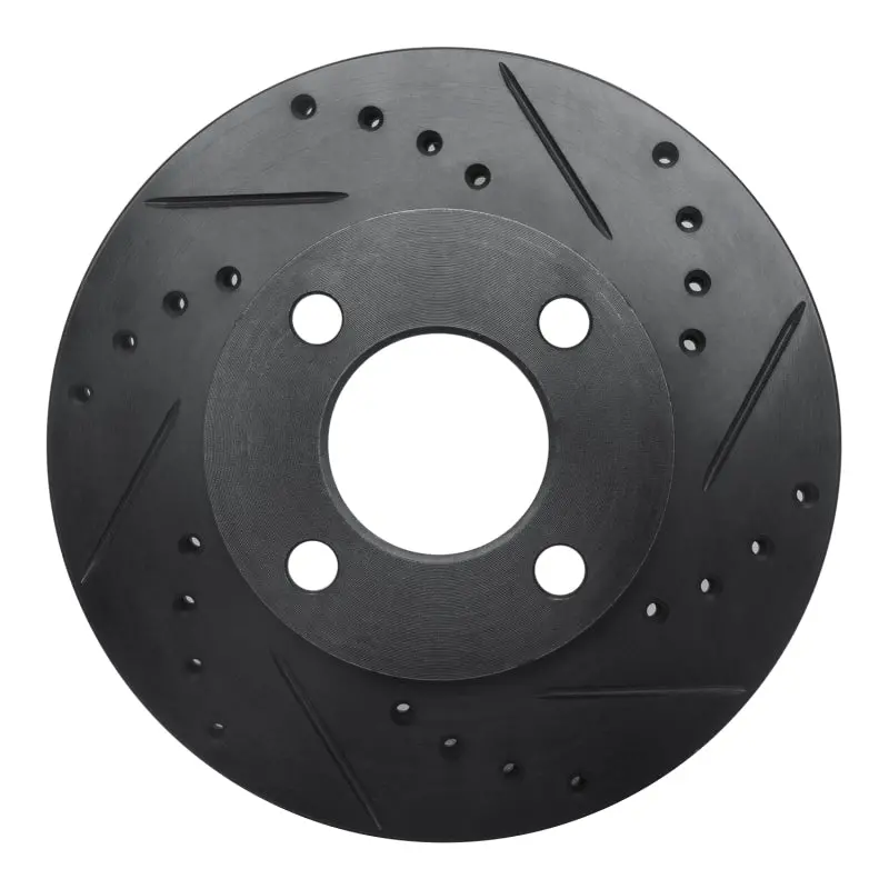 R1 78-92 Audi 80 Front Right Drilled & Slotted Black Brake Rotor 1