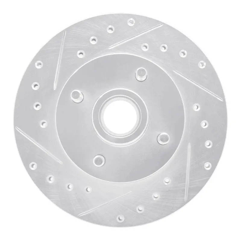 R1 78-93 Ford Thunderbird Front Left Drilled & Slotted Silver Brake Rotor 1