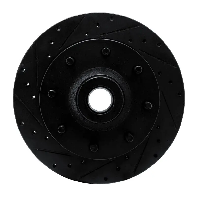 R1 78-97 Dodge B200 / B200 Van / B250 Front Left Drilled & Slotted Black Brake Rotor 1