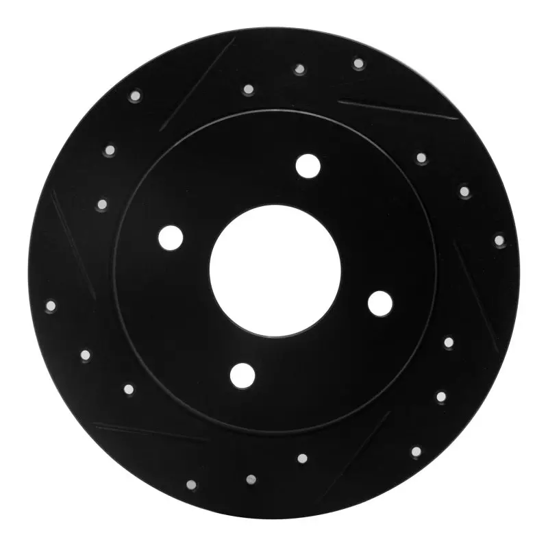 R1 79-81 Nissan 200Sx Rear Left Drilled & Slotted Black Brake Rotor 1