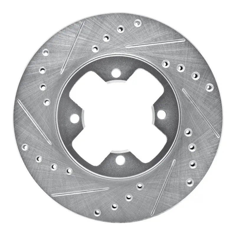 R1 79-83 Nissan 280Zx Front Left Drilled & Slotted Silver Brake Rotor 1