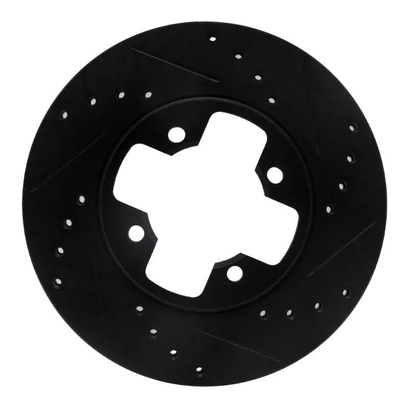 R1 79-83 Nissan 280Zx Front Right Drilled & Slotted Black Brake Rotor 1