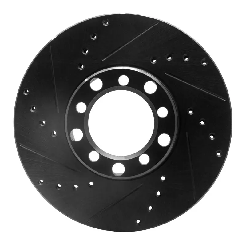 R1 79-85 Mercedes-Benz 380Sl Front Left Drilled & Slotted Black Brake Rotor 1