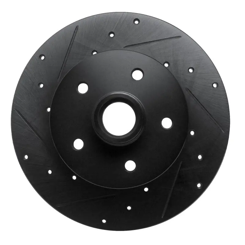 R1 79-85 Volkswagen Vanagon Front Left Drilled & Slotted Black Brake Rotor 1