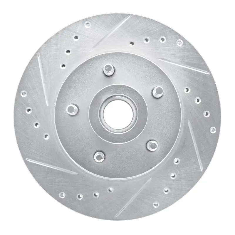 R1 79-91 Ford Country Squire Front Left Drilled & Slotted Silver Brake Rotor 1
