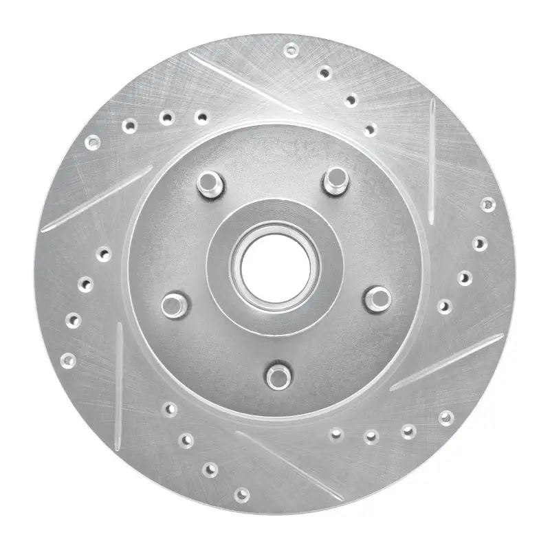 R1 79-91 Ford Ltd Crown Victoria Front Right Drilled & Slotted Silver Brake Rotor 1