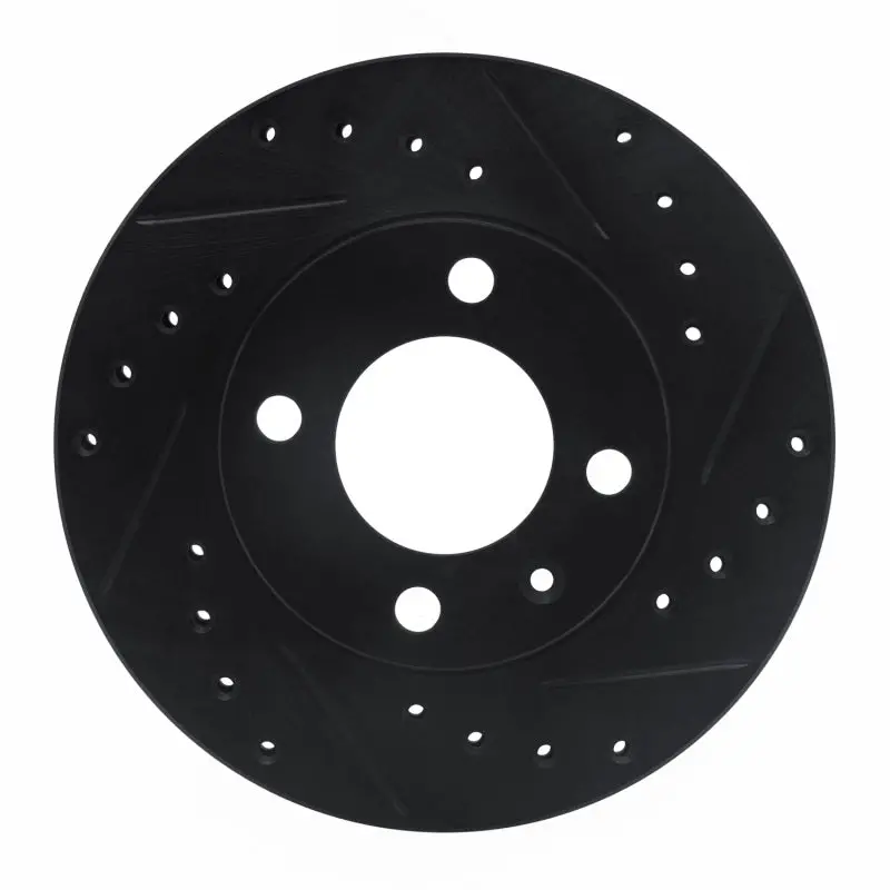 R1 80-08 Audi 4000 Front Right Drilled & Slotted Black Brake Rotor 1