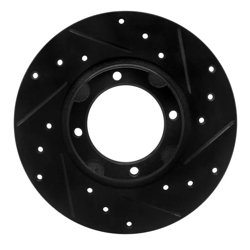 R1 80-82 Toyota Tercel Front Right Drilled & Slotted Black Brake Rotor 1
