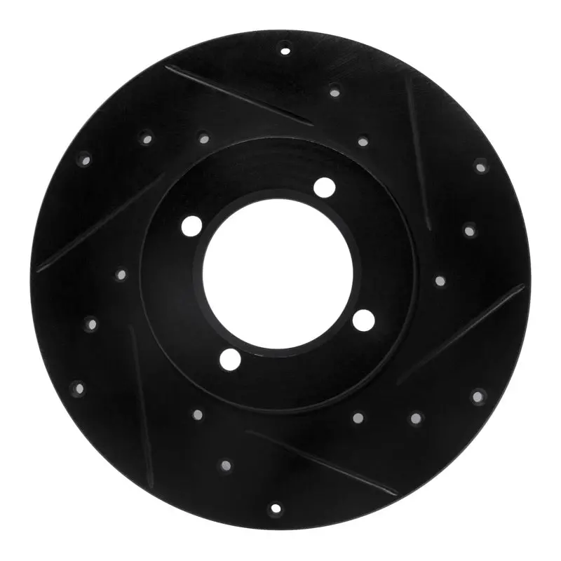 R1 80-83 Nissan 200Sx Front Right Drilled & Slotted Black Brake Rotor 1