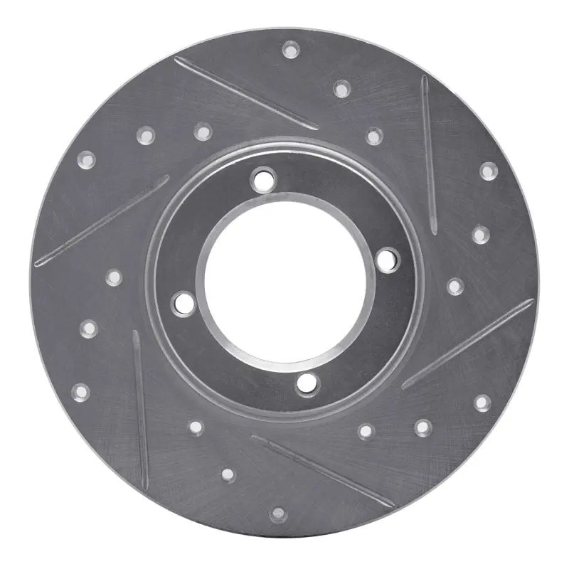 R1 80-83 Subaru Gl Front Right Drilled & Slotted Silver Brake Rotor 1
