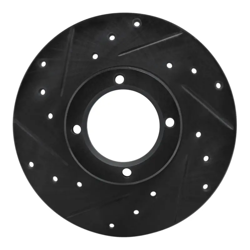 R1 80-83 Subaru Glf Front Left Drilled & Slotted Black Brake Rotor 1