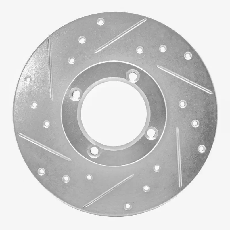 R1 80-83 Subaru Standard Front Left Drilled & Slotted Silver Brake Rotor 1