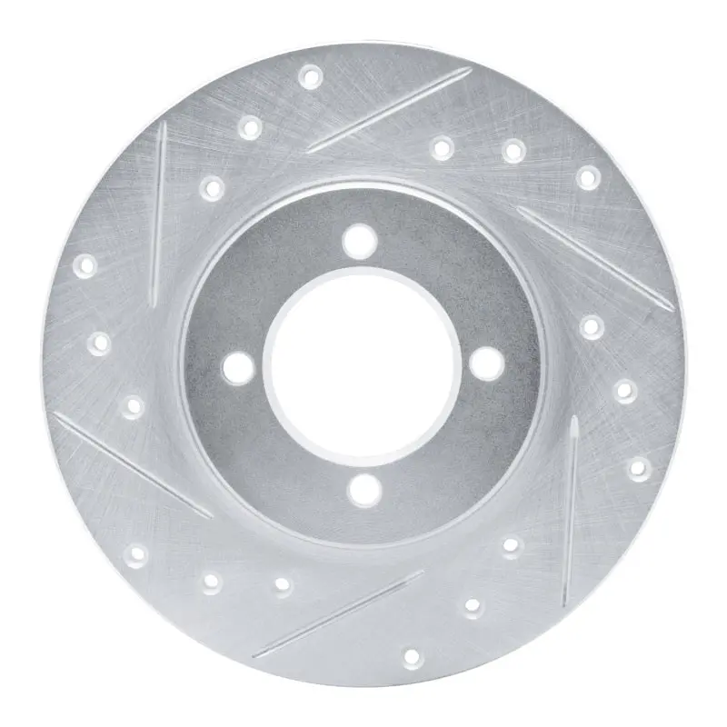 R1 80-83 Toyota Corolla (Us/Canada) Front Left Drilled & Slotted Silver Brake Rotor 1