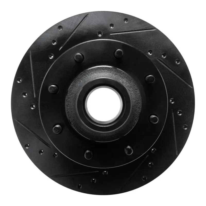 R1 80-85 Ford E-250 Econoline Club Wagon Front Left Drilled & Slotted Black Brake Rotor 1