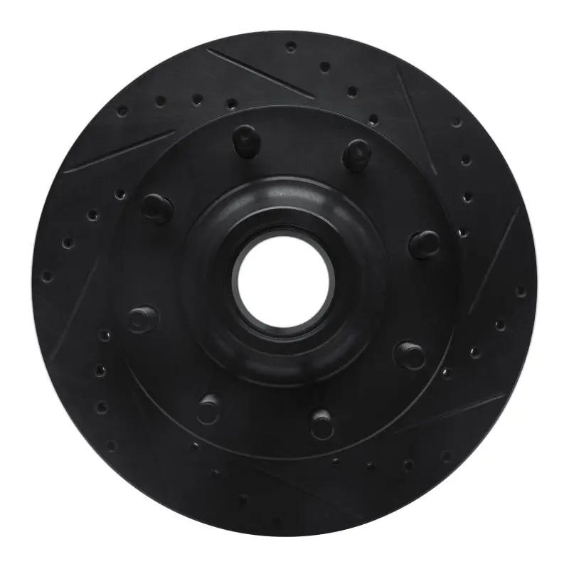 R1 80-85 Ford E-250 Econoline Club Wagon Front Right Drilled & Slotted Black Brake Rotor 1