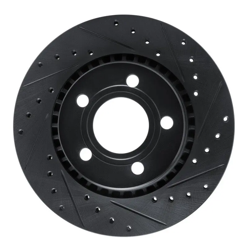 R1 80-86 Audi 5000Cs Turbo Quattro Front Right Drilled & Slotted Black Brake Rotor 1