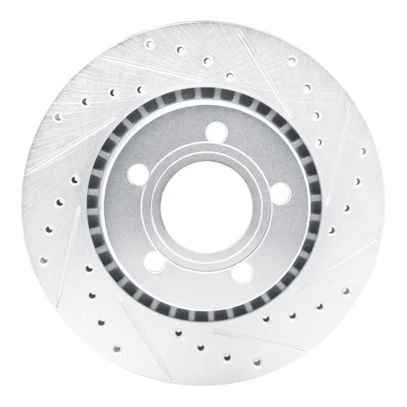 R1 80-86 Audi 5000S Front Right Drilled & Slotted Silver Brake Rotor 1