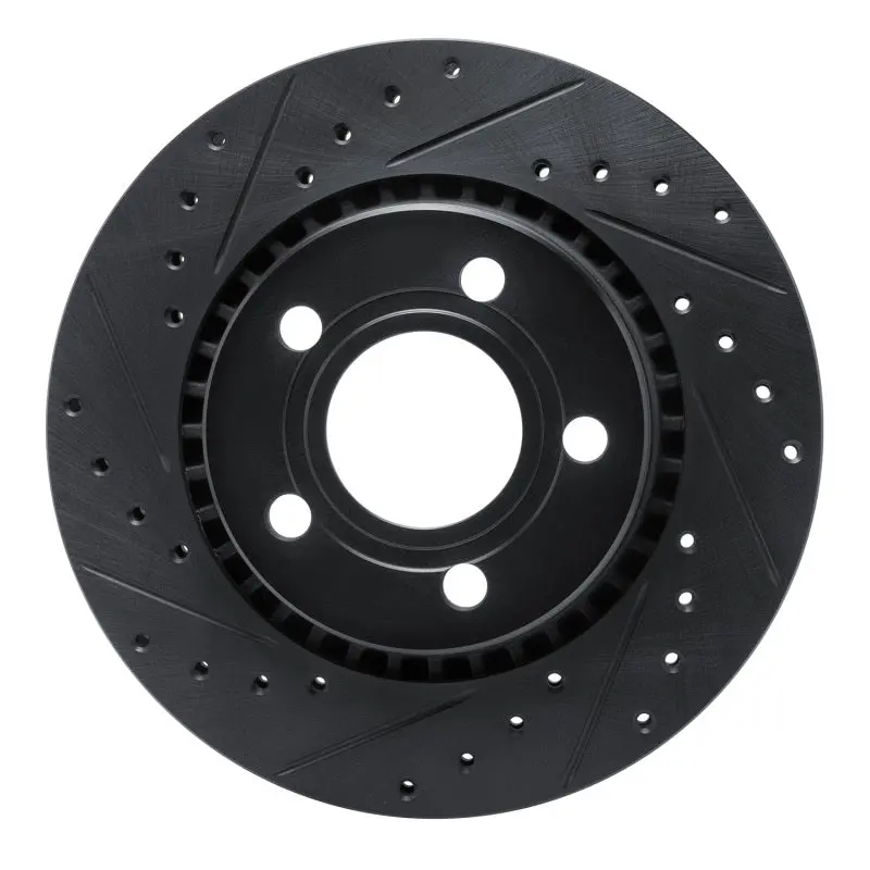 R1 80-86 Audi Quattro Front Left Drilled & Slotted Black Brake Rotor 1