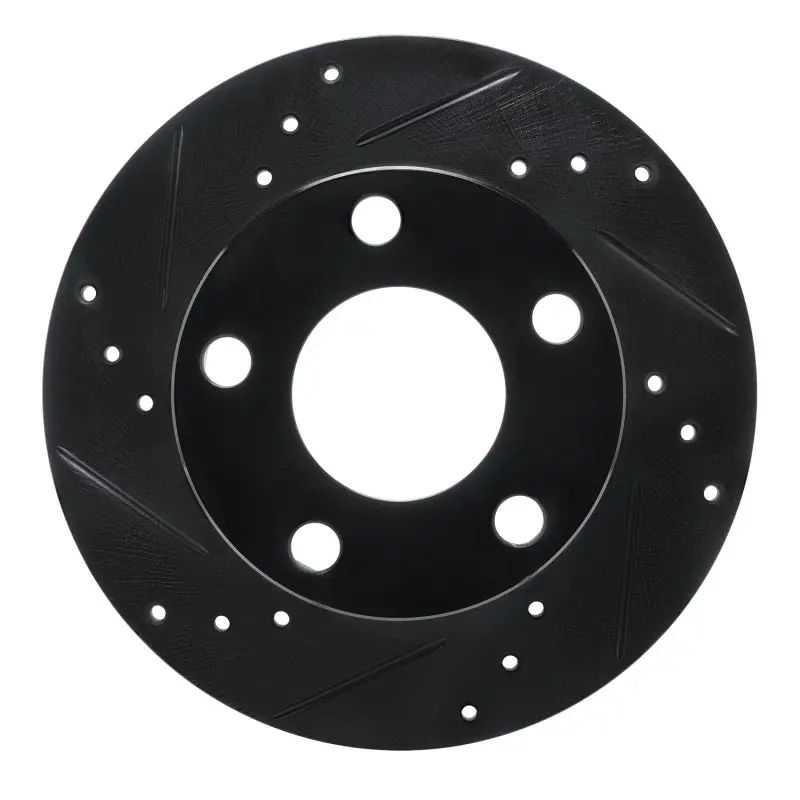 R1 80-91 Audi 5000S Rear Left Drilled & Slotted Black Brake Rotor 1