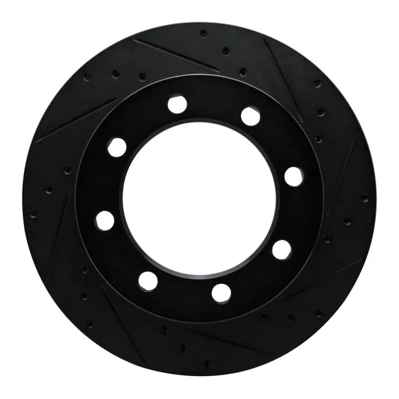 R1 80-93 Dodge W200 Front Right Drilled & Slotted Black Brake Rotor 1