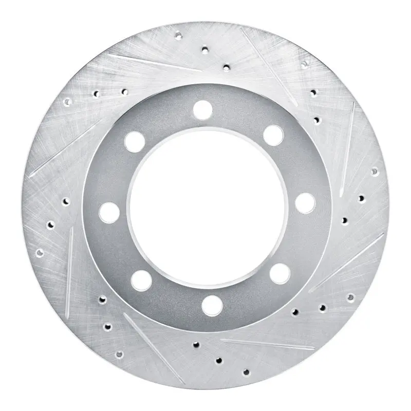R1 80-93 Dodge W200 Front Right Drilled & Slotted Silver Brake Rotor 1