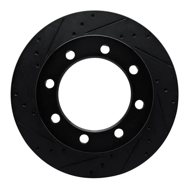R1 80-93 Dodge W250 Front Left Drilled & Slotted Black Brake Rotor 1