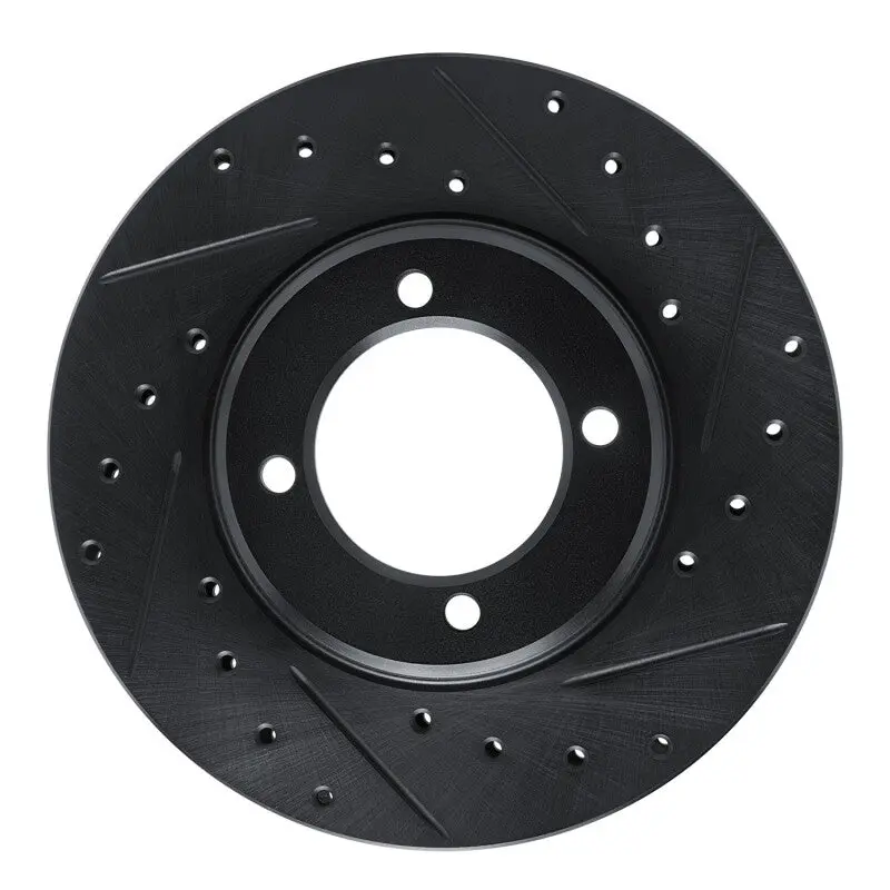 R1 81-82 Toyota Cressida Front Right Drilled & Slotted Black Brake Rotor 1