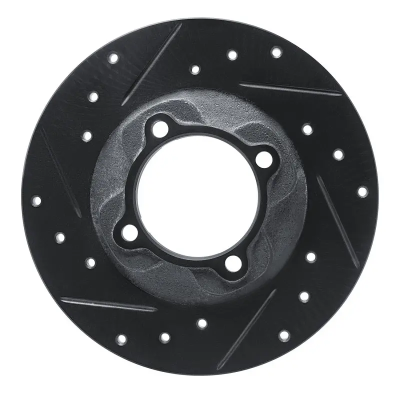 R1 81-85 Mazda Glc Front Left Drilled & Slotted Black Brake Rotor 1