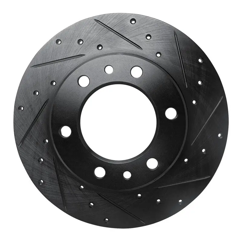 R1 81-85 Toyota 4Runner Front Right Drilled & Slotted Black Brake Rotor 1