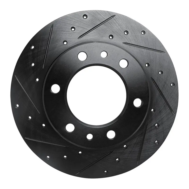 R1 81-85 Toyota Pickup Front Left Drilled & Slotted Black Brake Rotor 1