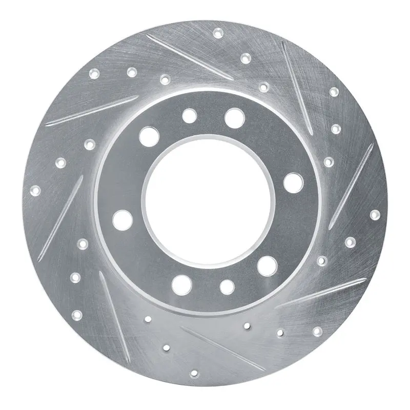 R1 81-85 Toyota Pickup Front Right Drilled & Slotted Silver Brake Rotor 1