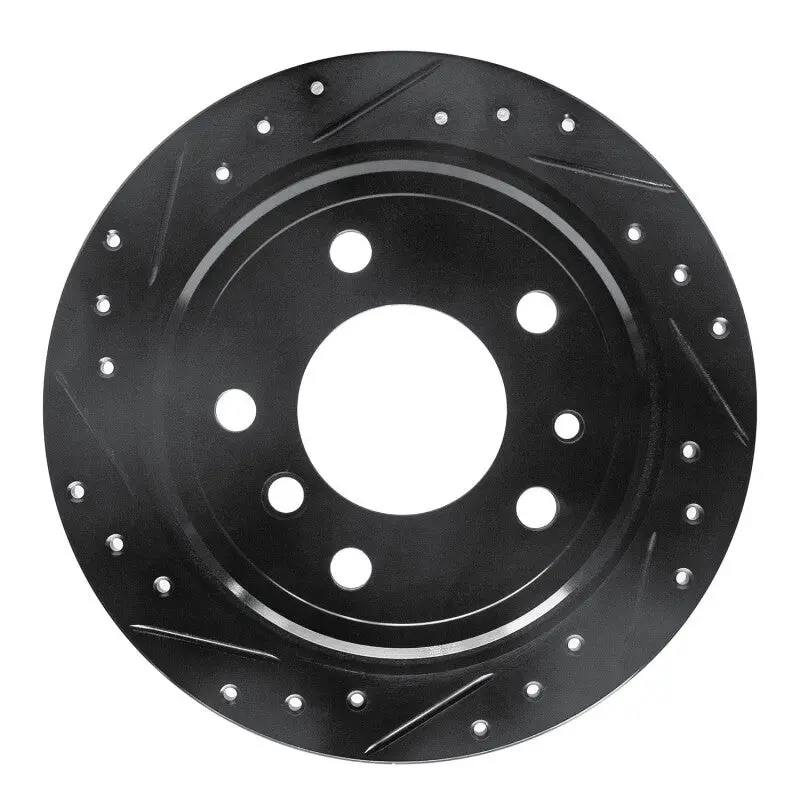 R1 81-86 Bmw 735I Rear Left Drilled & Slotted Black Brake Rotor 1