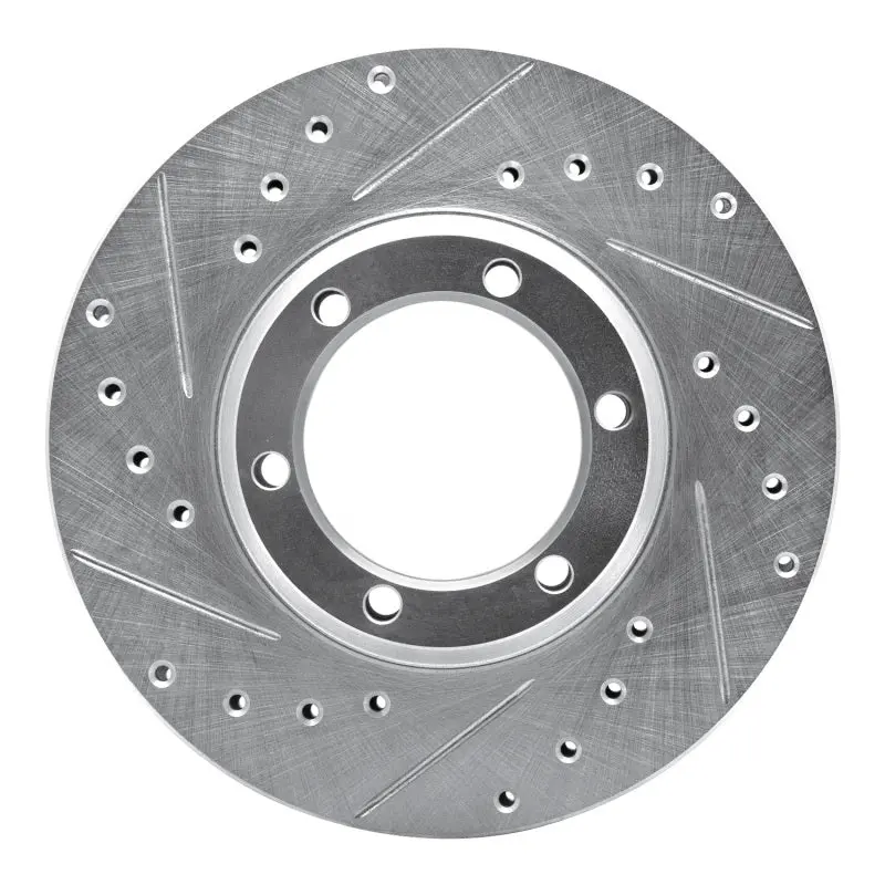 R1 81-87 Dodge Ram 50 Front Left Drilled & Slotted Silver Brake Rotor 1