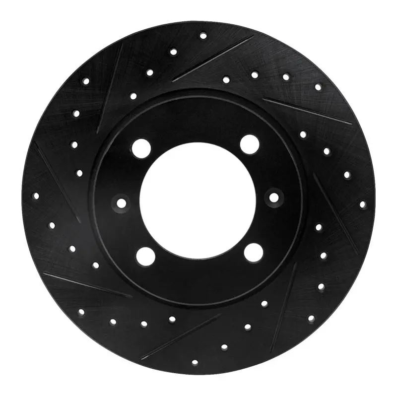 R1 81-87 Saab 900 Front Left Drilled & Slotted Black Brake Rotor 1