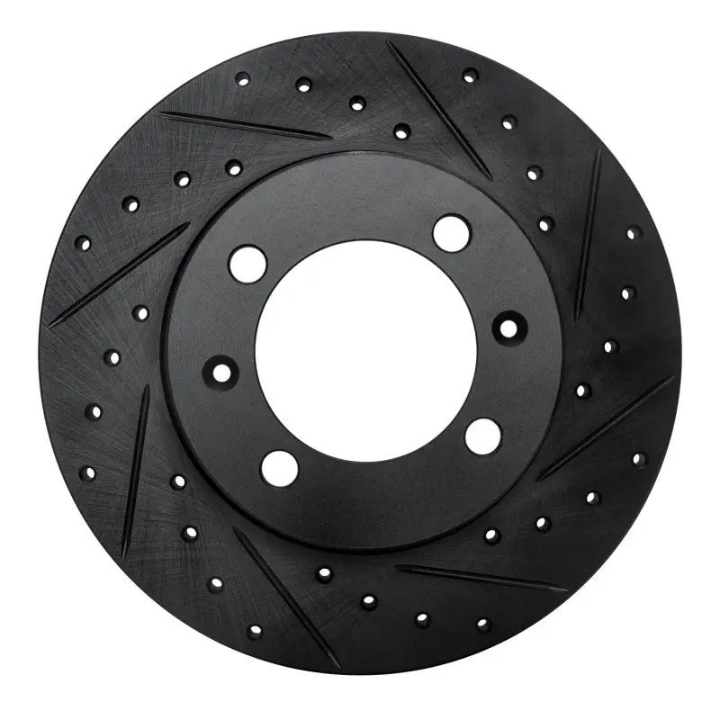 R1 81-87 Saab 900 Front Right Drilled & Slotted Black Brake Rotor 1