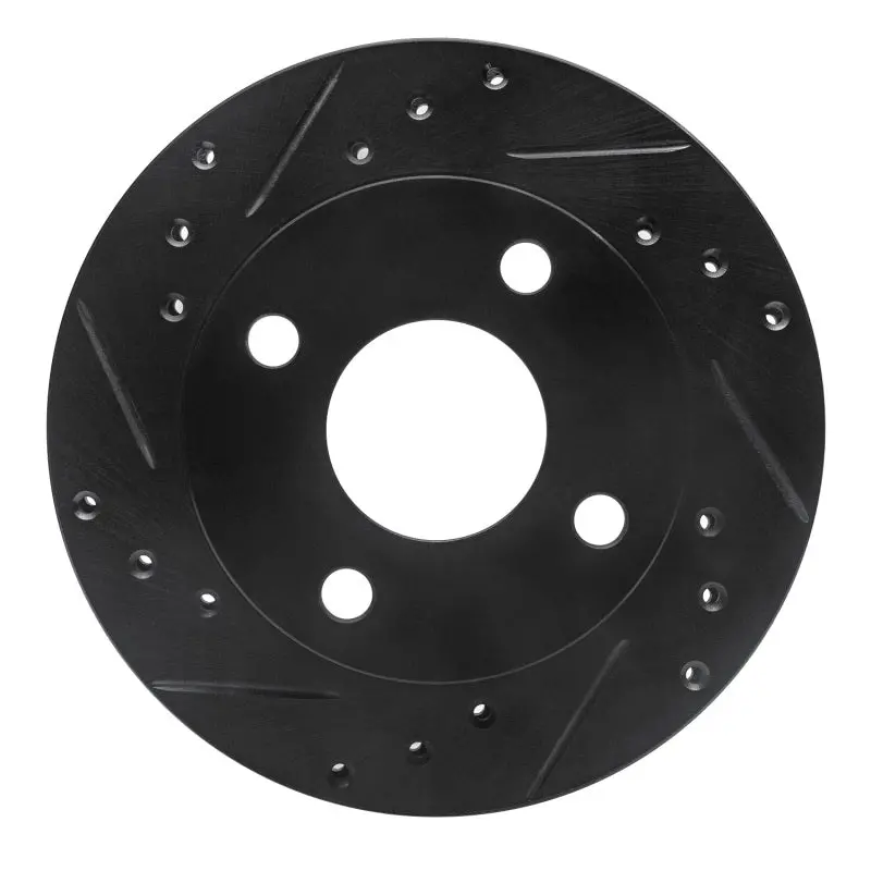 R1 81-94 Ford Escort Front Left Drilled & Slotted Black Brake Rotor 1