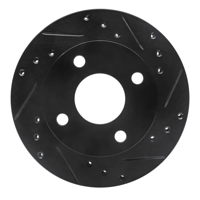 R1 81-94 Ford Tempo Front Right Drilled & Slotted Black Brake Rotor 1