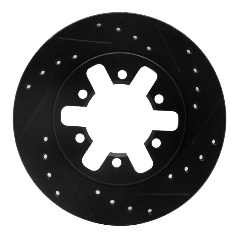 R1 82-85 Nissan 720 Datsun Front Left Drilled & Slotted Black Brake Rotor 1