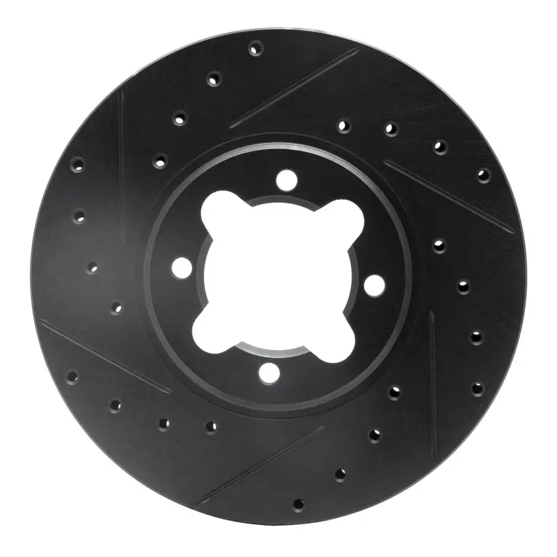 R1 82-85 Toyota Celica Front Left Drilled & Slotted Black Brake Rotor 1