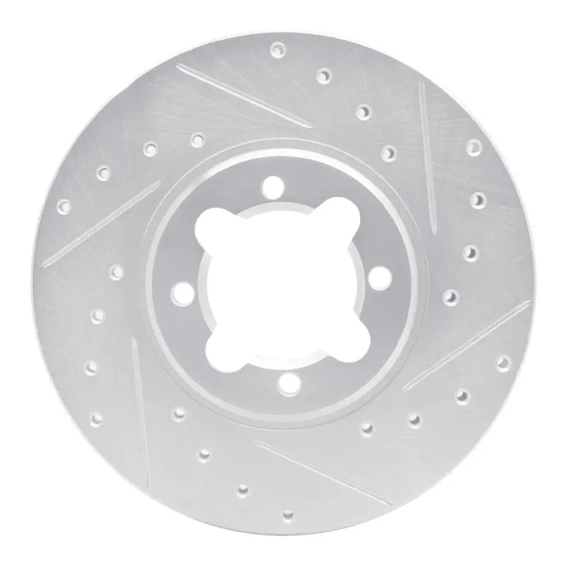 R1 82-85 Toyota Celica Front Right Drilled & Slotted Silver Brake Rotor 1