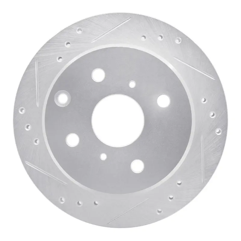 R1 82-85 Toyota Celica Rear Left Drilled & Slotted Silver Brake Rotor 1