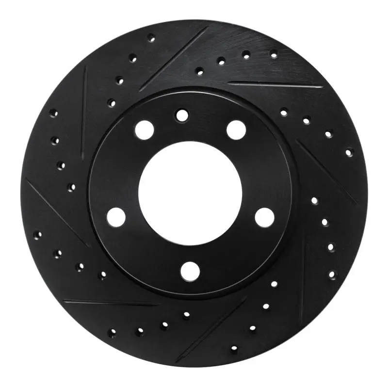 R1 82-88 Bmw 533I Front Left Drilled & Slotted Black Brake Rotor 1