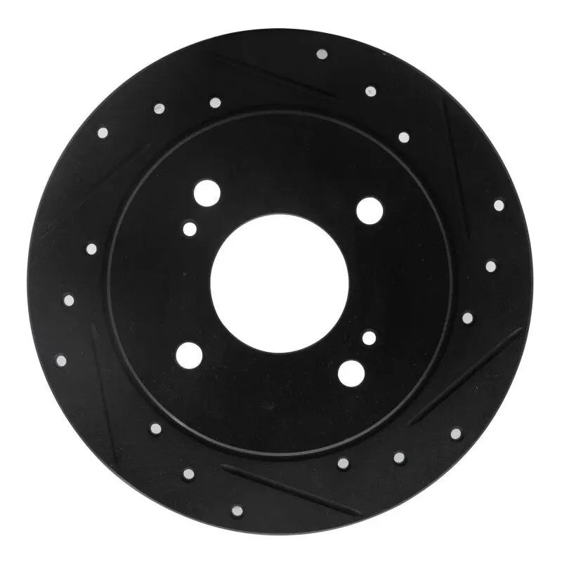 R1 82-88 Nissan 280Zx Rear Right Drilled & Slotted Black Brake Rotor 1