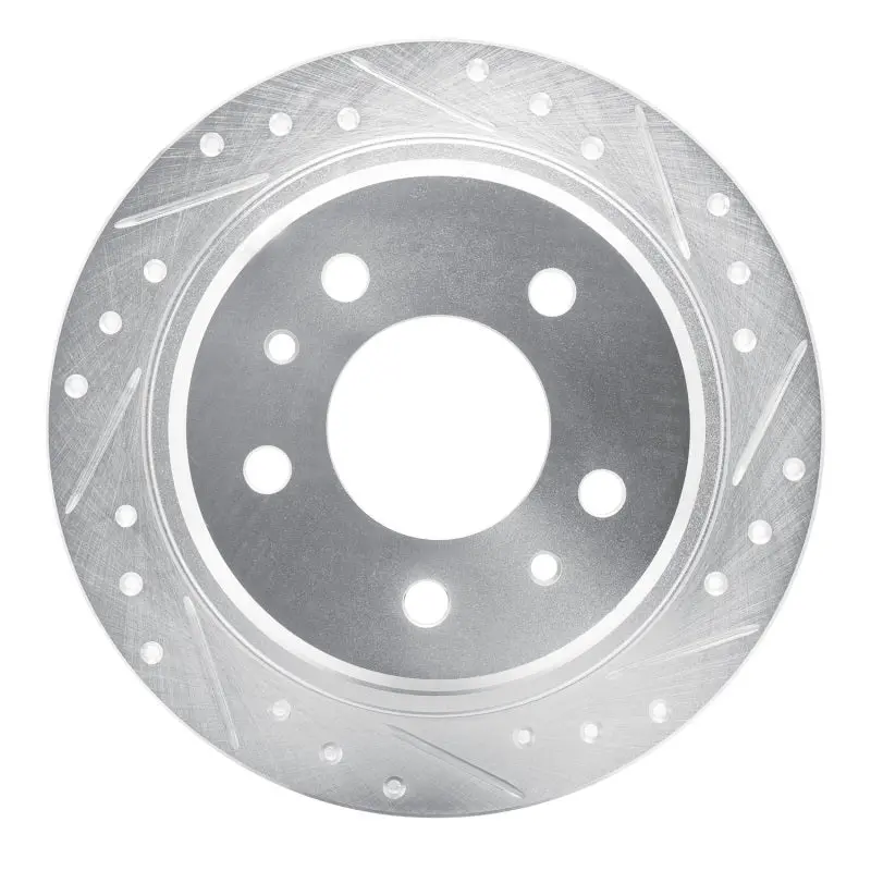 R1 82-89 Bmw 528E Rear Right Drilled & Slotted Silver Brake Rotor 1