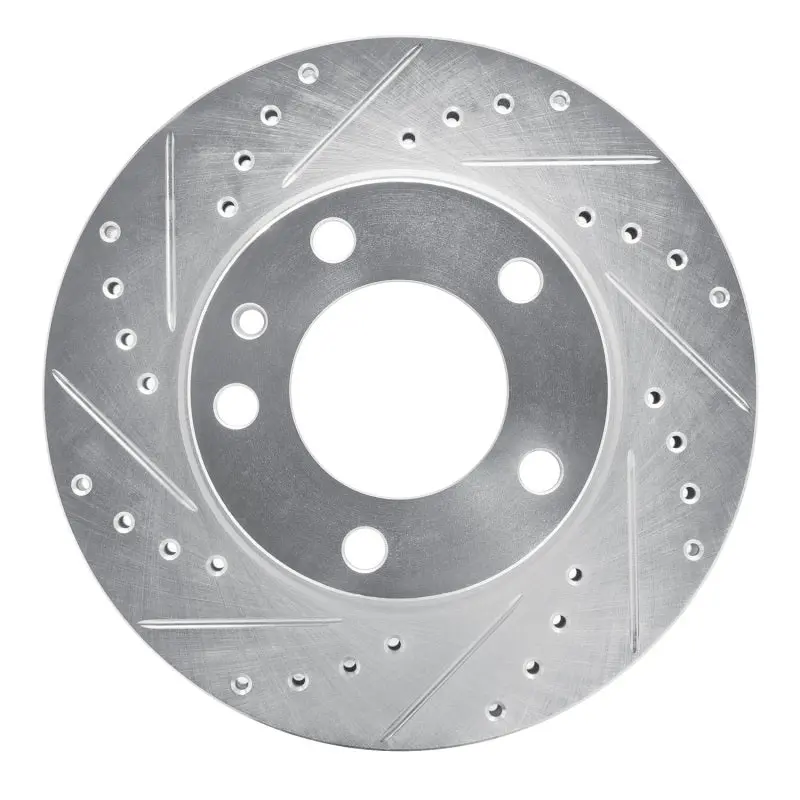 R1 82-89 Bmw 535I Front Left Drilled & Slotted Silver Brake Rotor 1