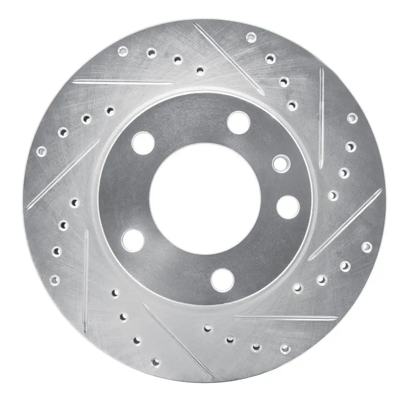 R1 82-89 Bmw 535I Front Right Drilled & Slotted Silver Brake Rotor 1
