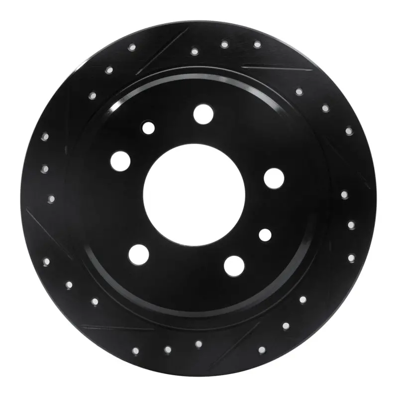 R1 82-89 Bmw 633Csi Rear Left Drilled & Slotted Black Brake Rotor 1