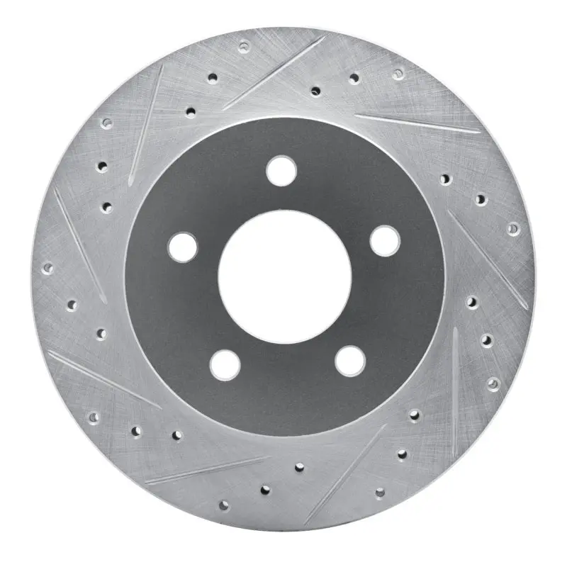 R1 82-90 Ford Mustang Rear Left Drilled & Slotted Silver Brake Rotor 1