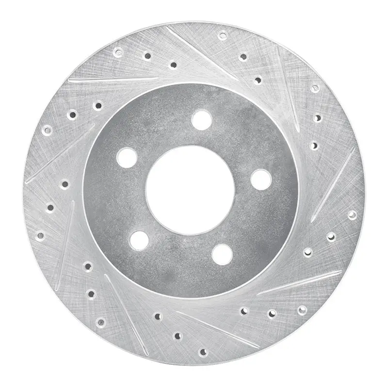 R1 82-90 Ford Mustang Rear Right Drilled & Slotted Silver Brake Rotor 1